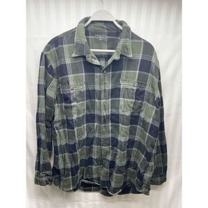 G.H. Bass & Co Flannel Long Sleeve Shirt Green and Black Size XL